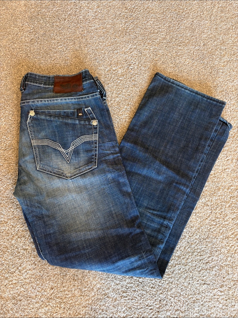 Buffalo David Bitton Faded Blue Straight Jeans